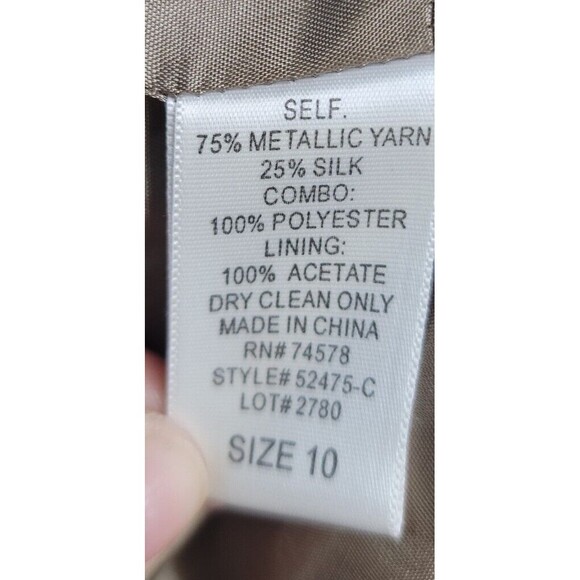 Vintage Cache Womens Halter Dress Size 10 Bronze Metallic Crinkled Silk Beaded - Picture 10 of 10